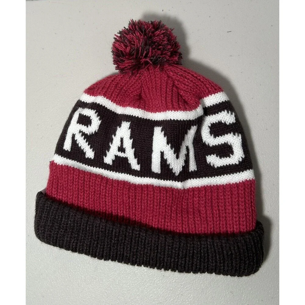‘47 Los Angeles Rams Pom Beanie Winter Hat - Pink & Gray  NFL One Size - Picture 2 of 7